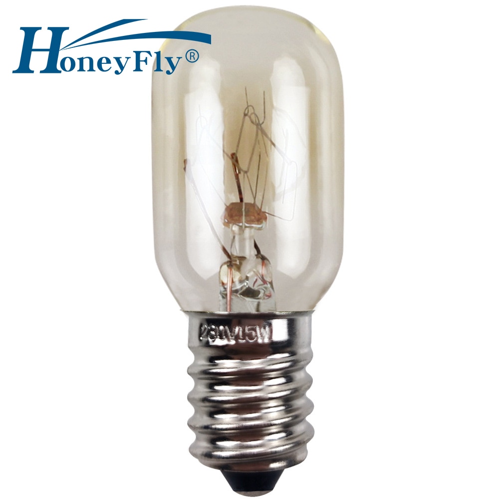 HoenyFly-냉장고 램프 T20 15W E14 2700 220-240V, 따뜻한 화이트 오븐 램프, 냉동고 램프 표시기, 실내 필라멘트 전구, 10 개